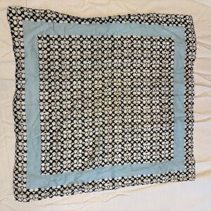 Coach Black and White Scarf with Light Blue Border